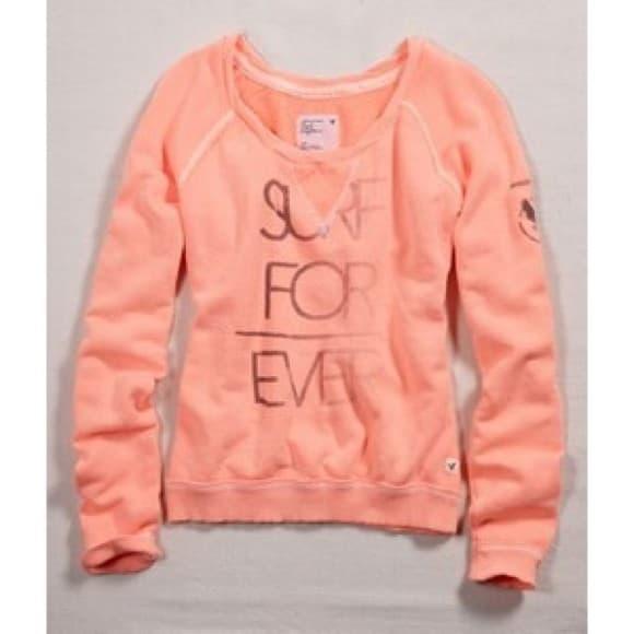 American Eagle O Sweatshirts Girl Orange Surf Forever Wanita
