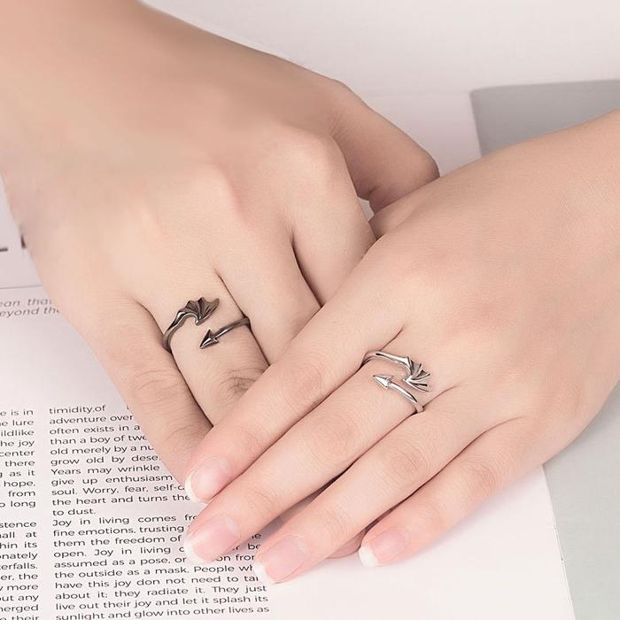 Terbaru Vintage Open Couple Ring Retro Angels Demons Adjustable