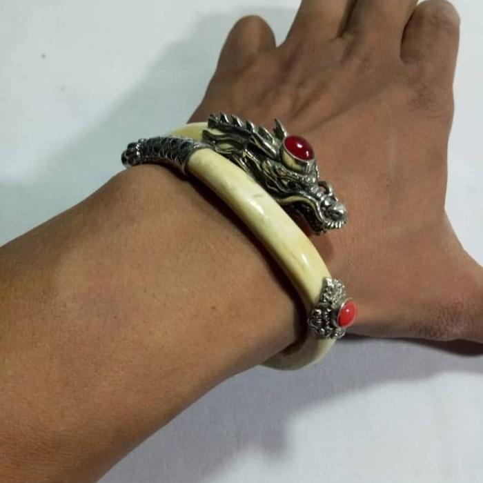 Gelang akar bahar putih design naga bali