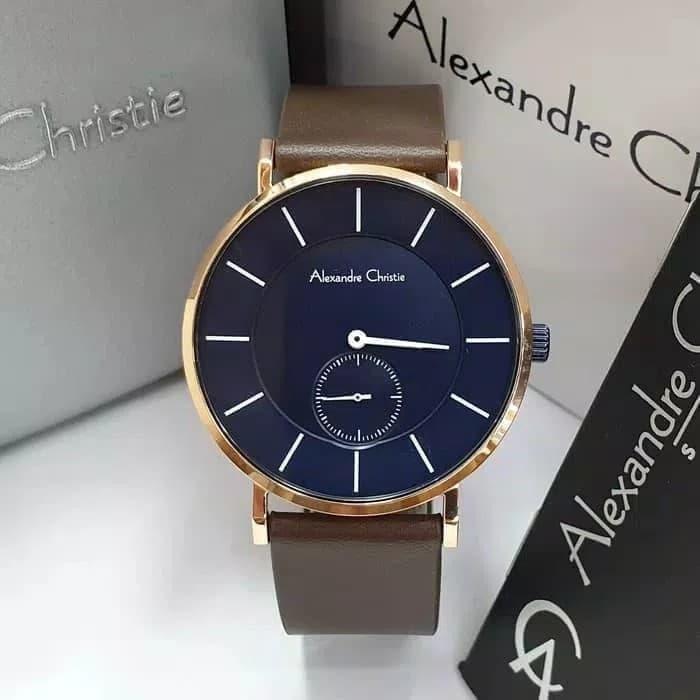 Jam Tangan Pria Alexandre Christie Original AC 8484 Blue Rosegold