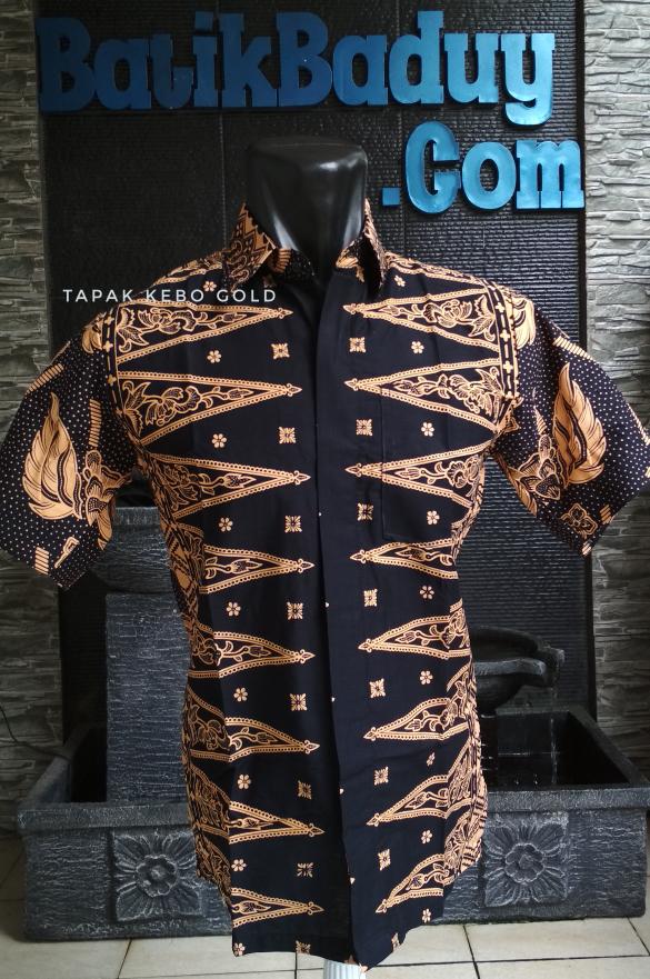 Asli Banten Kemeja Batik Banten Pria Motif Tapak Kebo Gold