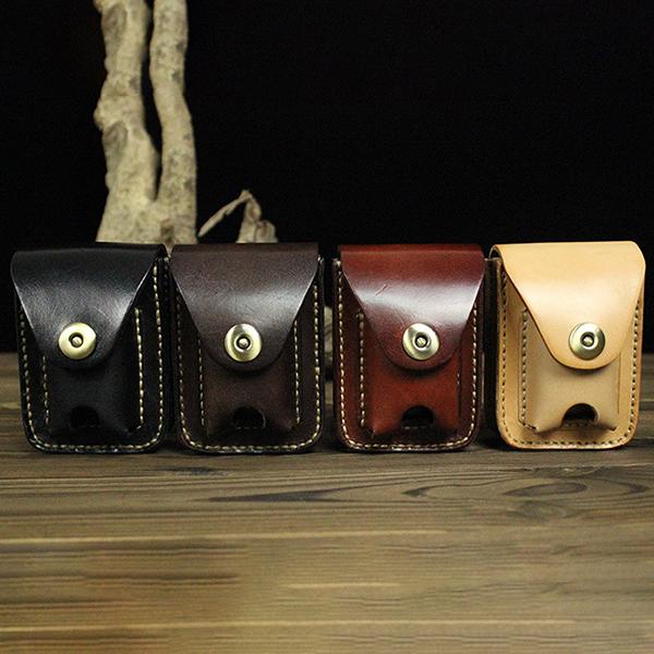 NEW ! Men Genuine Leather Casual Cigarette Case Lighter
