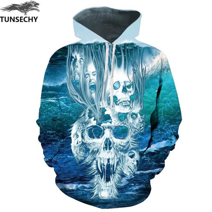 Jaket Jacket Switer Sweater Hoodie 3D Skull Skeleton Tengkorak 4