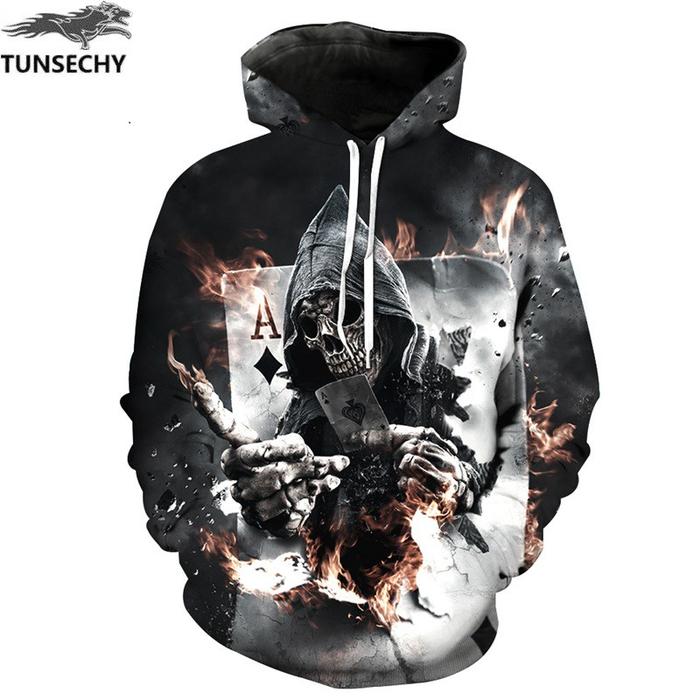 Jaket Jacket Switer Sweater Hoodie 3D Skull Skeleton Tengkorak 1