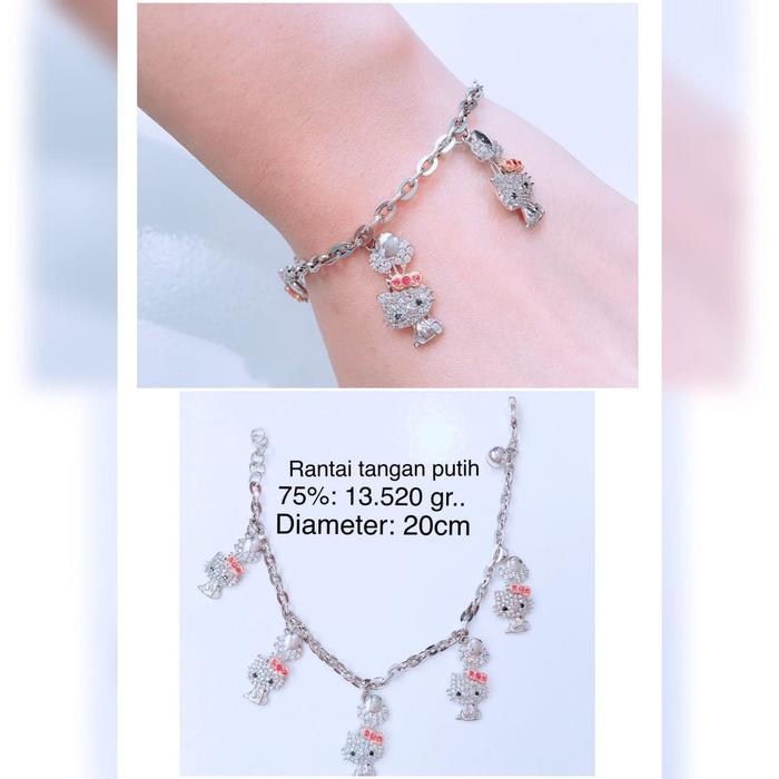 Rantai Tangan Emas / Mas Putih 75% Berat 13.520 Gram Panjang 20Cm..