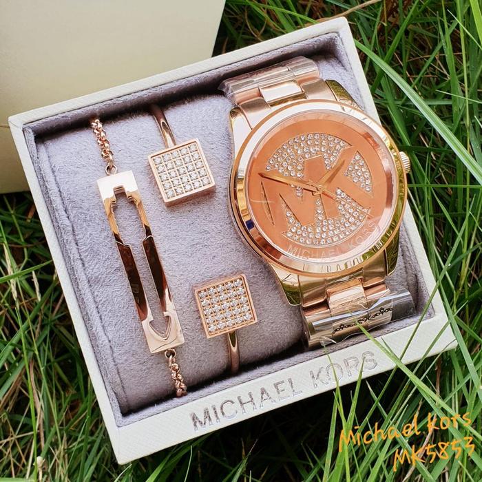 Promo !!! Jam Tangan Merek Michaell---Kors MK 5853 Original Fullset
