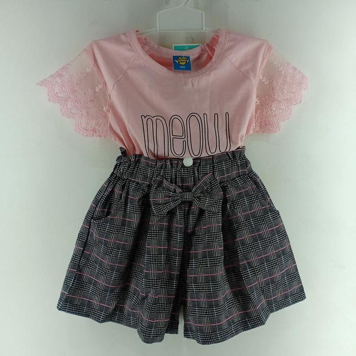 setelan kaos rok celana anak pink Teenie Weenie