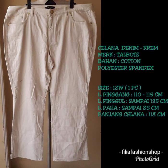 CELANA PANJANG WANITA DENIM - KREM JUMBI BIGSIZE KHAKI TALBOTS