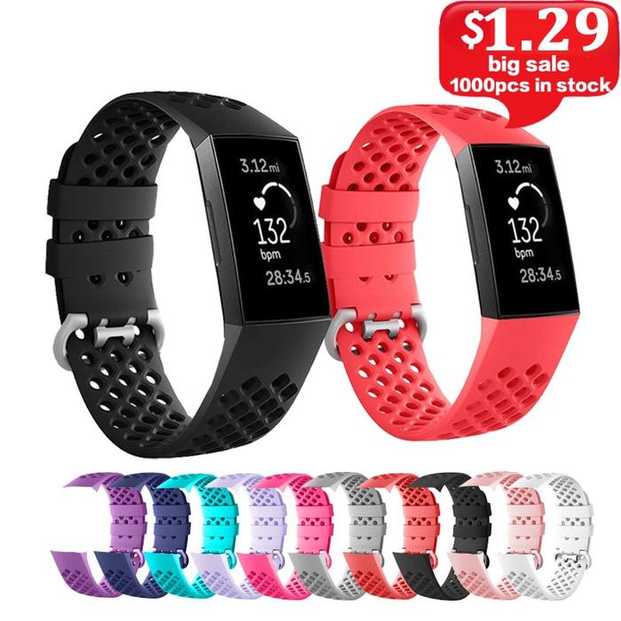 1 Pcs Silica Tali untuk Fitbit Charge 3 Writ Tali untuk Fitbit Band Pe