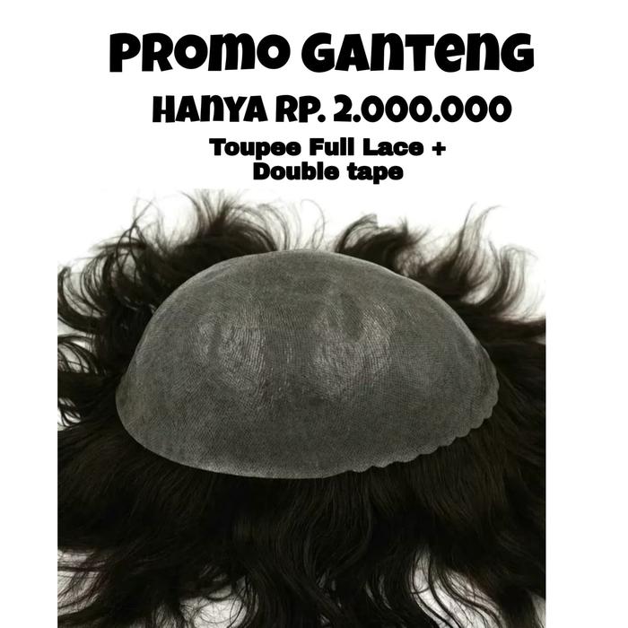 Promo Toupee Pria rambut palsu laki laki toupee rambut asli manusia