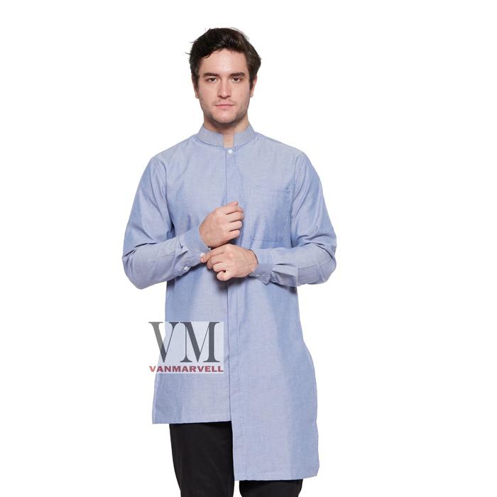 VM Baju Koko Jumbo Gamis Koko Panjang Biru Muda