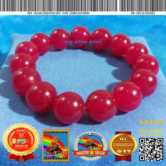 GELANG KESEHATAN GIOK 13 MM LEMBAYUNG MERAH