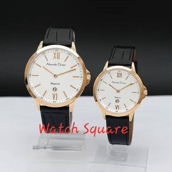 Jam Tangan Alexandre Christie Couple Original AC8492 White Gold