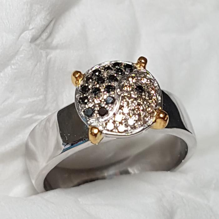 C966 Cincin perak intan berlian diamond yin yang no 16/7.25