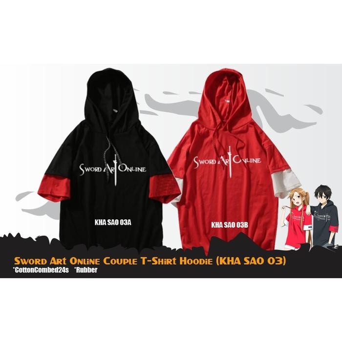 Kaos Hoodie Sword Art Online Couple Hitam Merah (KHA SAO 03A)