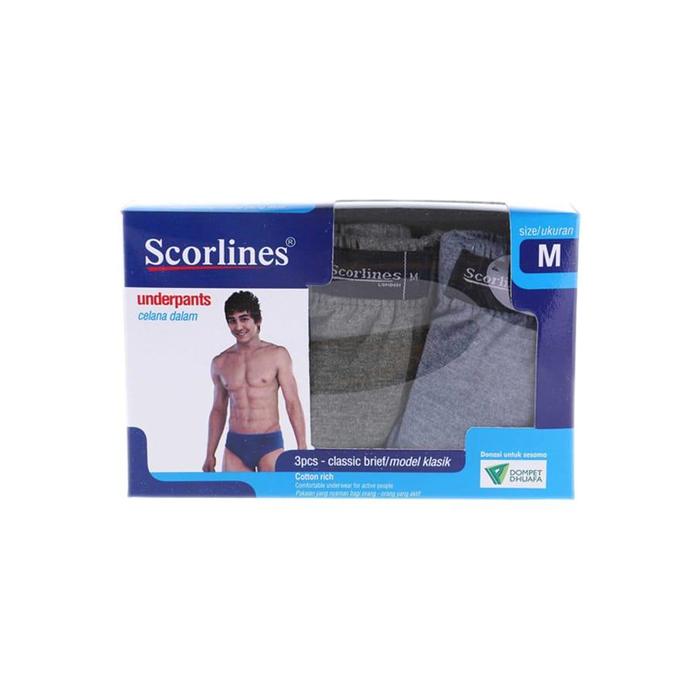 Best Seller Scorlines Celana Dalam PRIA Brief Mika Size M 3pcs