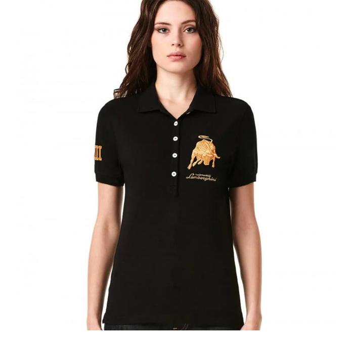 LAMBORGHINI Stretch-Pique Polo Shirt Blackgold