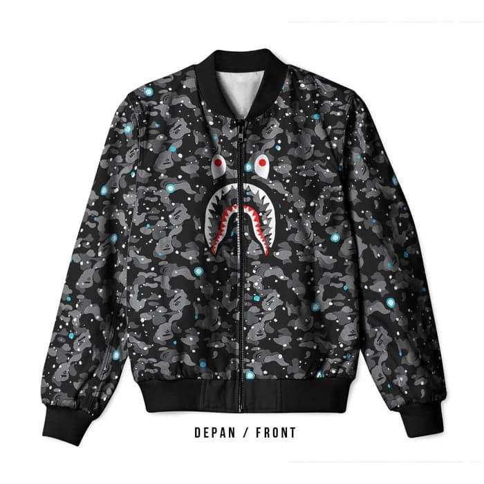 Jaket Bomber Bape Shark / Bathing Ape Camo Space Pria Wanita
