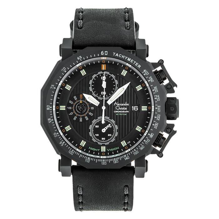 Jam Tangan Pria Alexandre Christie AC 9213 Tritium Fullblack Original