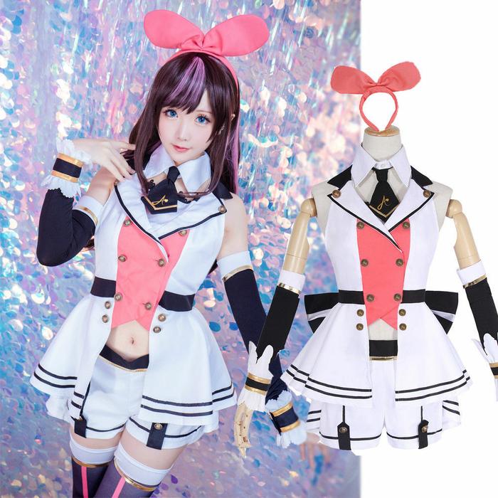 fullset wig set costume cosplay Kizuna ai