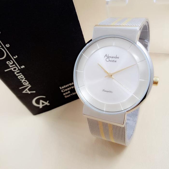 Jam tangan Alexander Christie 8523 Silver Gold Original Pria