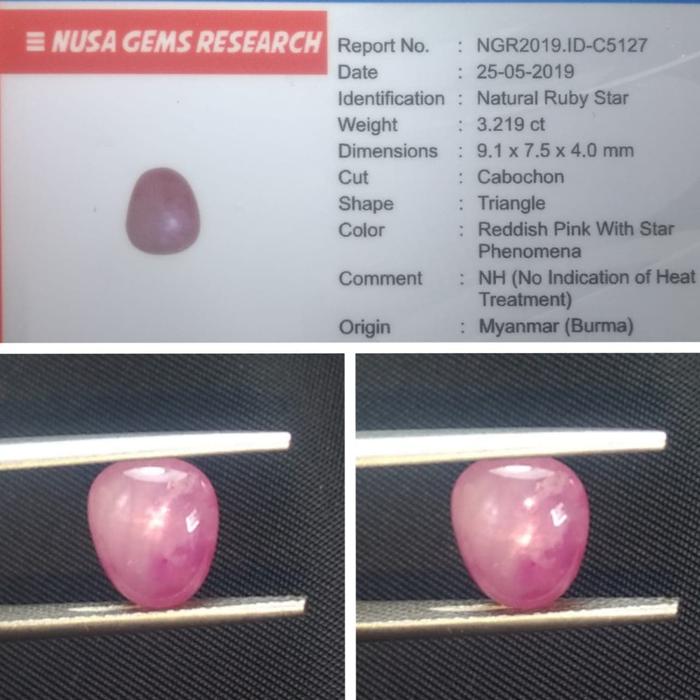UNHEATED Ruby Star Birma Batu Permata Burma