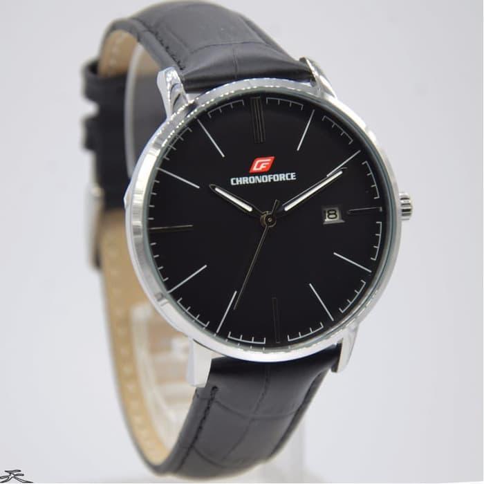 JAM TANGAN CHRONOFORCE 5282 40mm SILVER - BLACK LEATHER