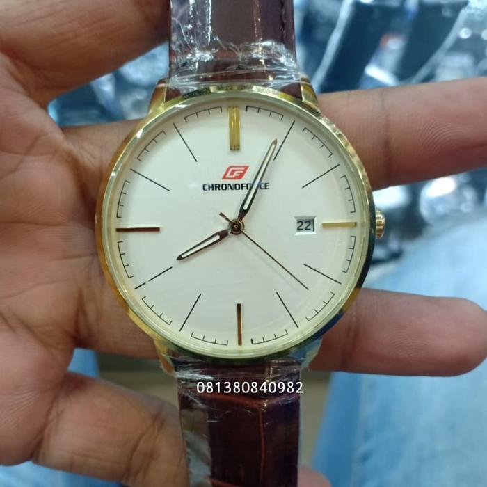JAM TANGAN CHRONOFORCE 5282 40mm SILVER GOLD - BROWN LEATHER