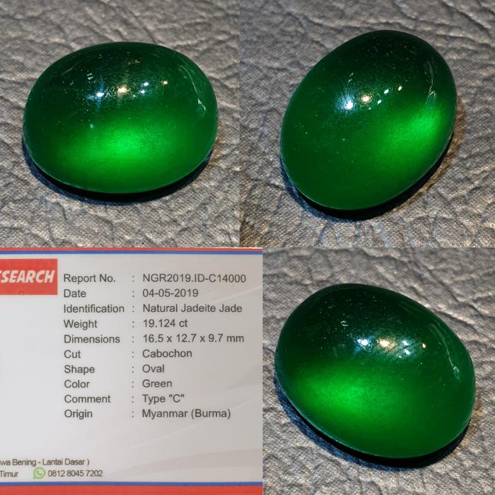 Batu Giok Burma Jadeite Jade Hijau Botol Memo 19.124 crt