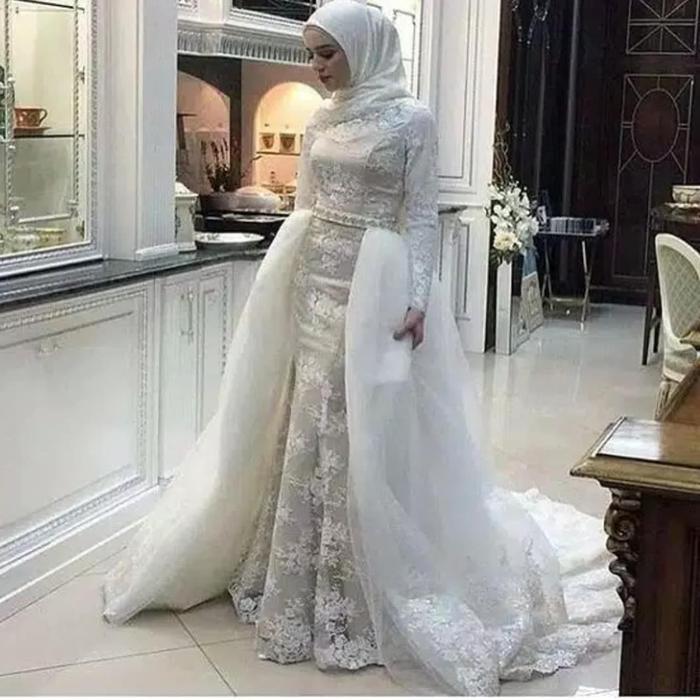 gaun akad nikah muslim/akad nikah/bridal