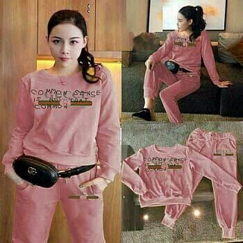 SETELAN CELANA WANITA JUMBO BIG SIZE PINK/ KUNING/ MERAH ENJOY GUTTE