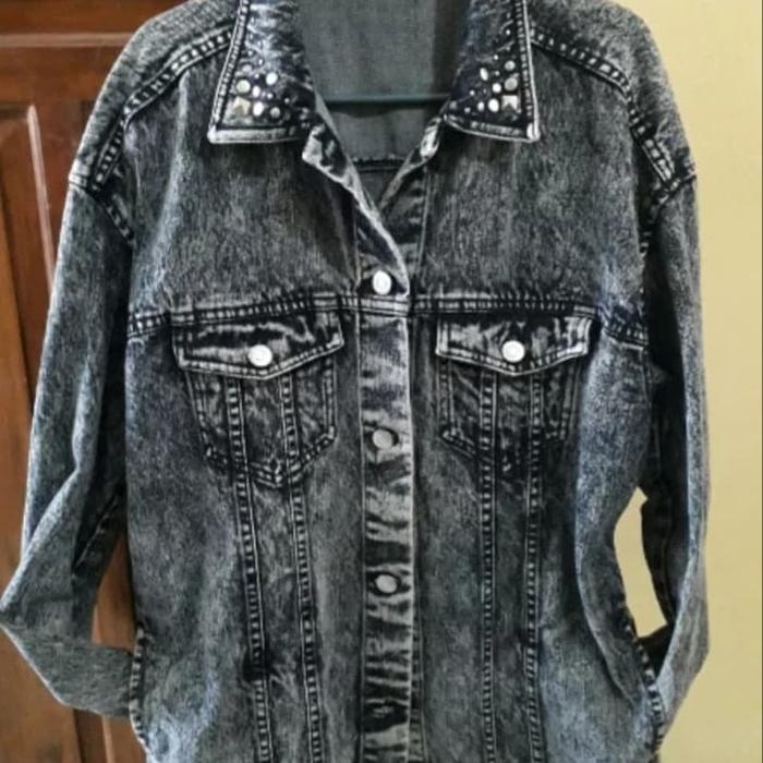 Trucker jacket denim jeans wash acid preloved