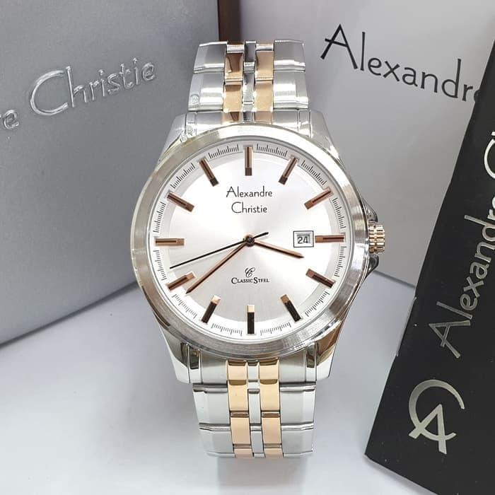 Jam Tangan Pria Alexandre Christie AC 8402 Original - Silver Rosegold