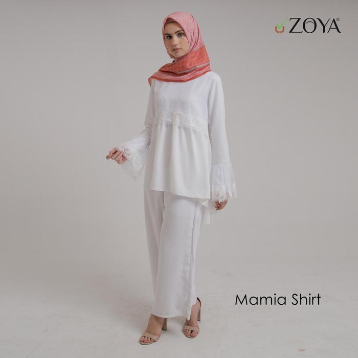 Blouse Atasan Wanita Putih Brukat Lace Polos/Tunik MAMIA SHIRT by Zoya