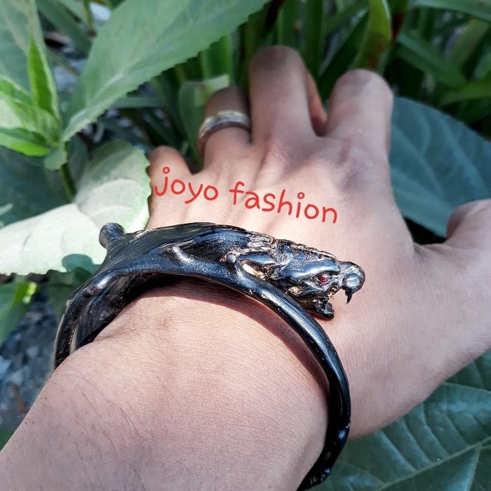 Gelang Akar Bahar Hitam ukir MACAN KUMBANG