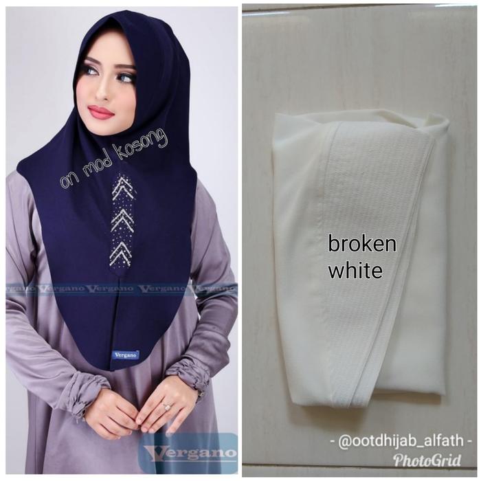 hijab Jilbab kerudung instan putih polos moscrep pet ped antem Vergano