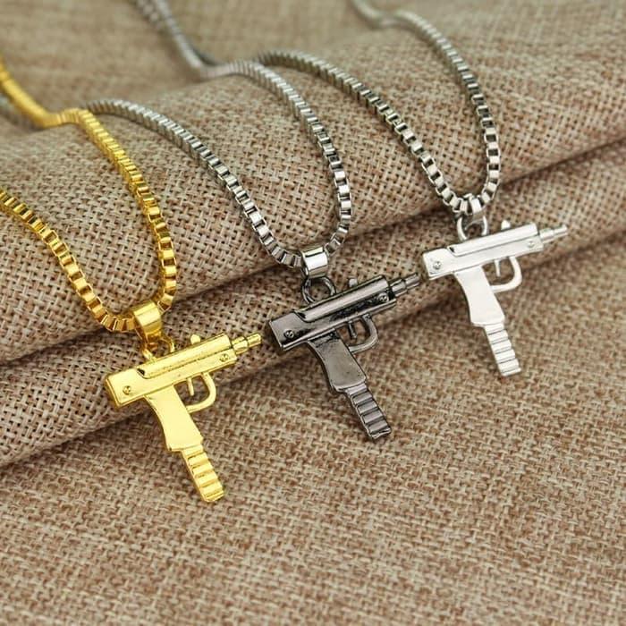 Mini Uzi Necklace Kalung Uzi Hip Hop Tanpa Logo Supreme Hypebeast