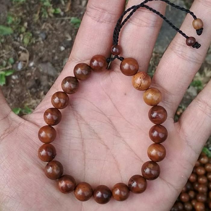 Gelang Kokka Kayu Asli Kaukah Berkualitas Import Arab Bulat Coklat