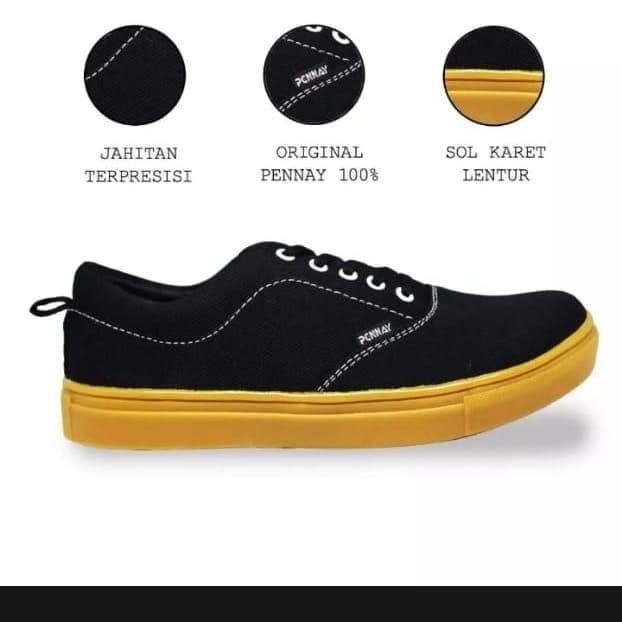 Sepatu vans hitam list coklat