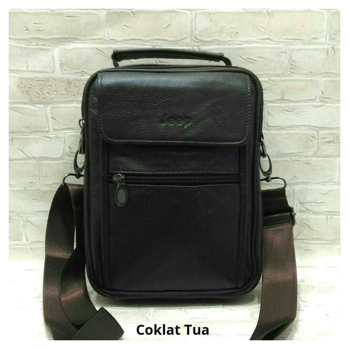 tas selempang pria, kulit asli, merk jeep