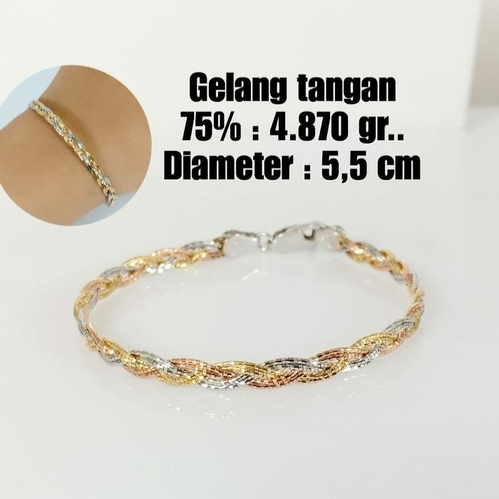 Gelang Tangan Emas / Mas Putih 75% Berat 4.870 Gram Diameter 5,5Cm..