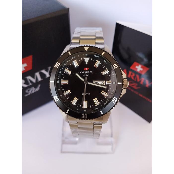 JAM TANGAN ARMY LTD HC-7728 PRIA SILVER BLACK ORIGINAL
