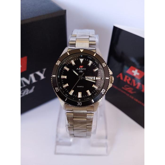 JAM TANGAN ARMY LTD HC-7729 WANITA SILVER BLACK ORIGINAL