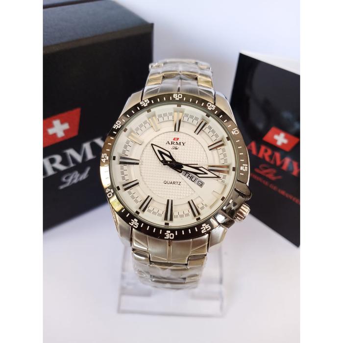 JAM TANGAN ARMY LTD HC-7725 PRIA SILVER WHITE ORIGINAL