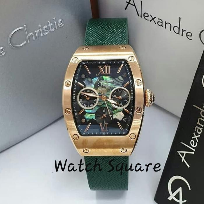 Jam Tangan Wanita Original Alexandre Christie AC2780 Green Rosegold