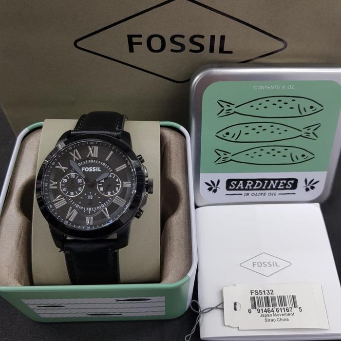 Jam Pria Fossil FS 5132 & FS5132 LEATHER 45MM ORI BM Fullset Tinbox