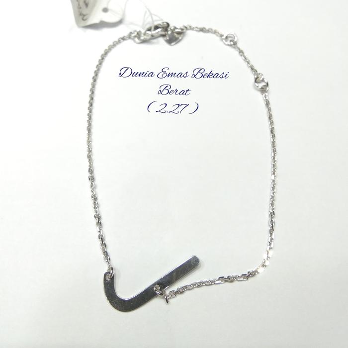 Gelang Model Nori Inisial "J",Emas Putih kadar750,Berat 2.27 gr