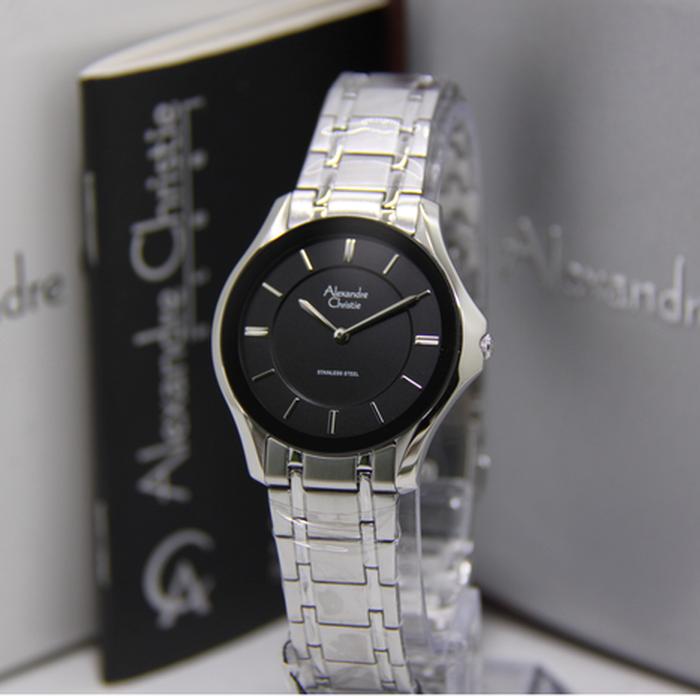 Jam Tangan Wanita Alexandre Christie AC 8605 Original - Silver Black