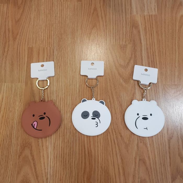 Kaca Cermin Gantungan Tas We Bare Bears Mirror Pendant Miniso Japan