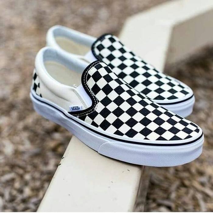 Sepatu Vans Checkerboard Slip On Putih
